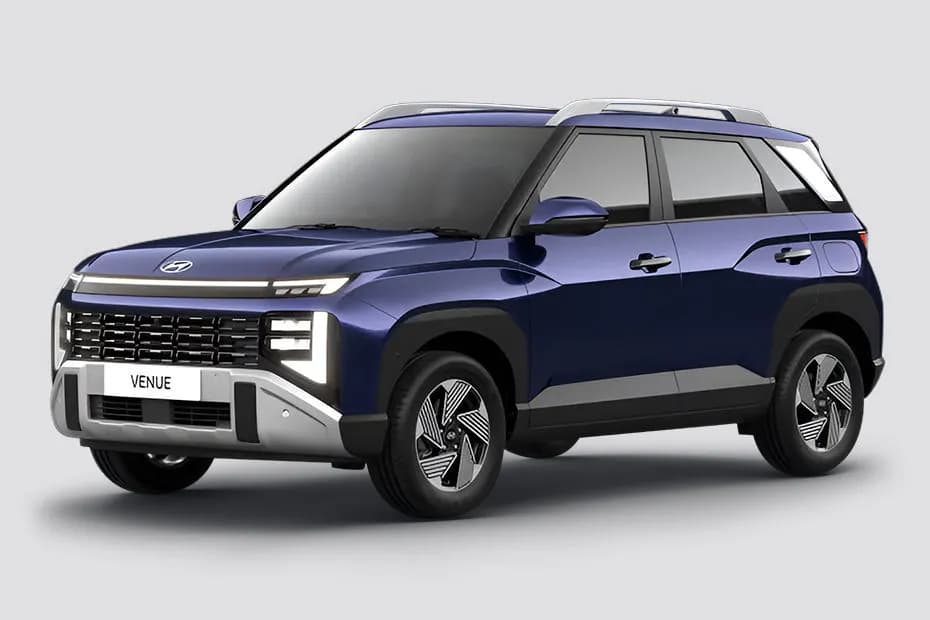 Hyundai Venue compact SUV in blue color with a modern design
