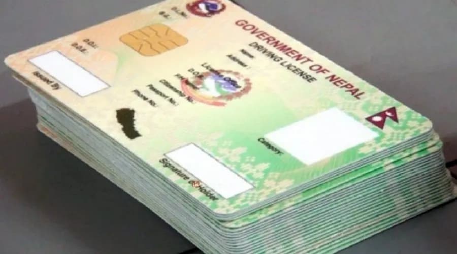 Stack of printed driving licenses from Nepal