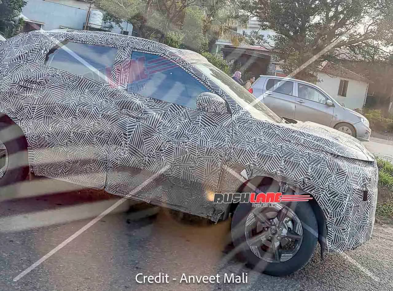 A camouflaged prototype of the next-gen Tata Nexon SUV.