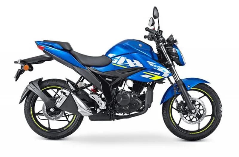 Blue Suzuki motorcycle
